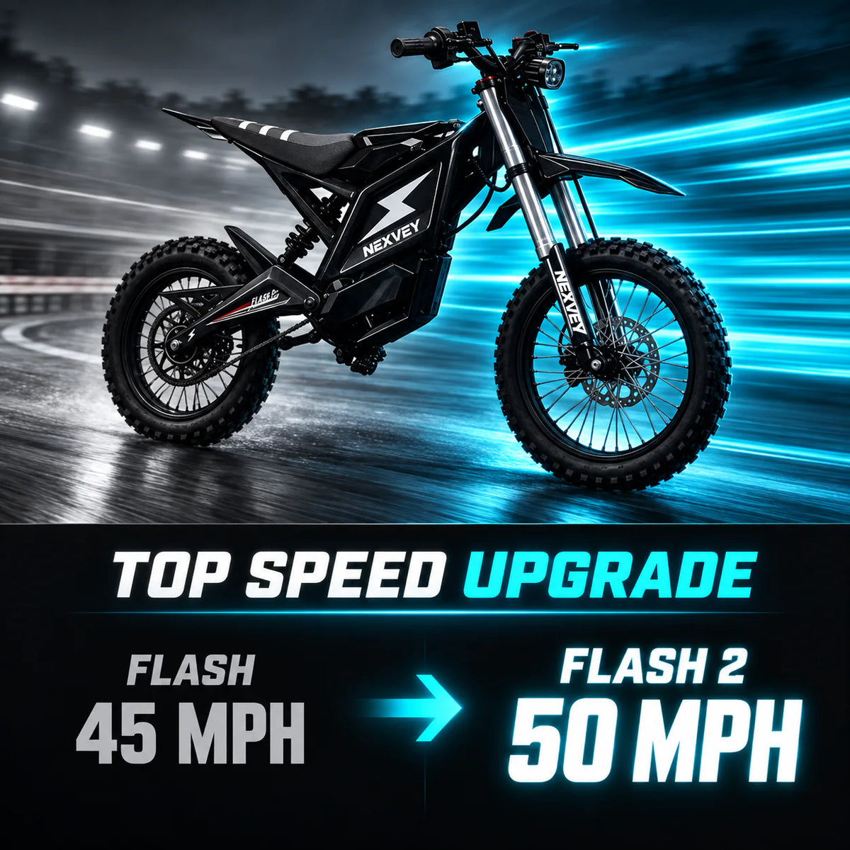 FLASH top speed comparison from 45 MPH to FLASH 2 at 50 MPH