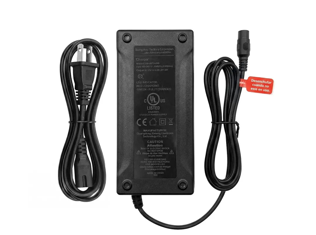 NEXVEY Flash Pro 67.2V electric motorcycle battery charger with US AC power cord