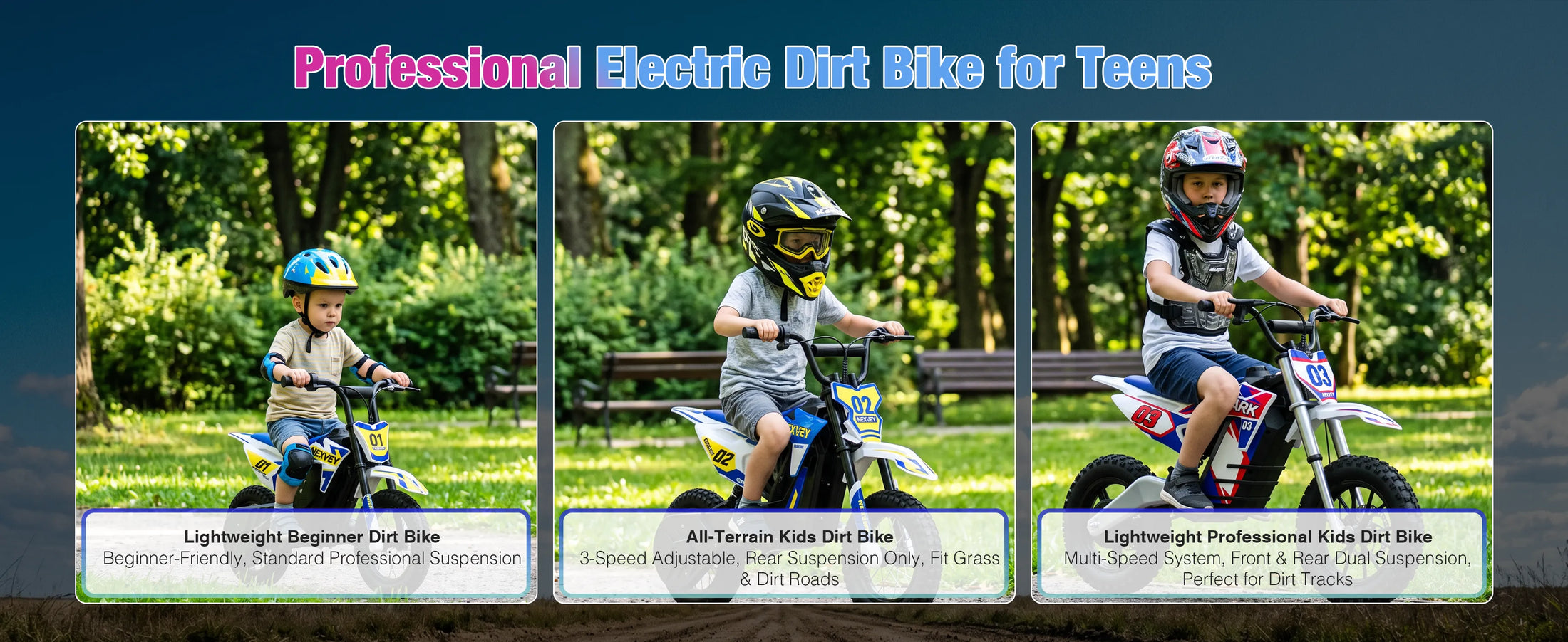 NEXVEY Spark 02 electric dirt bike features for young riders