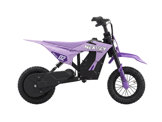 NEXVEY SPARK 02 kids electric dirt bike in purple side view