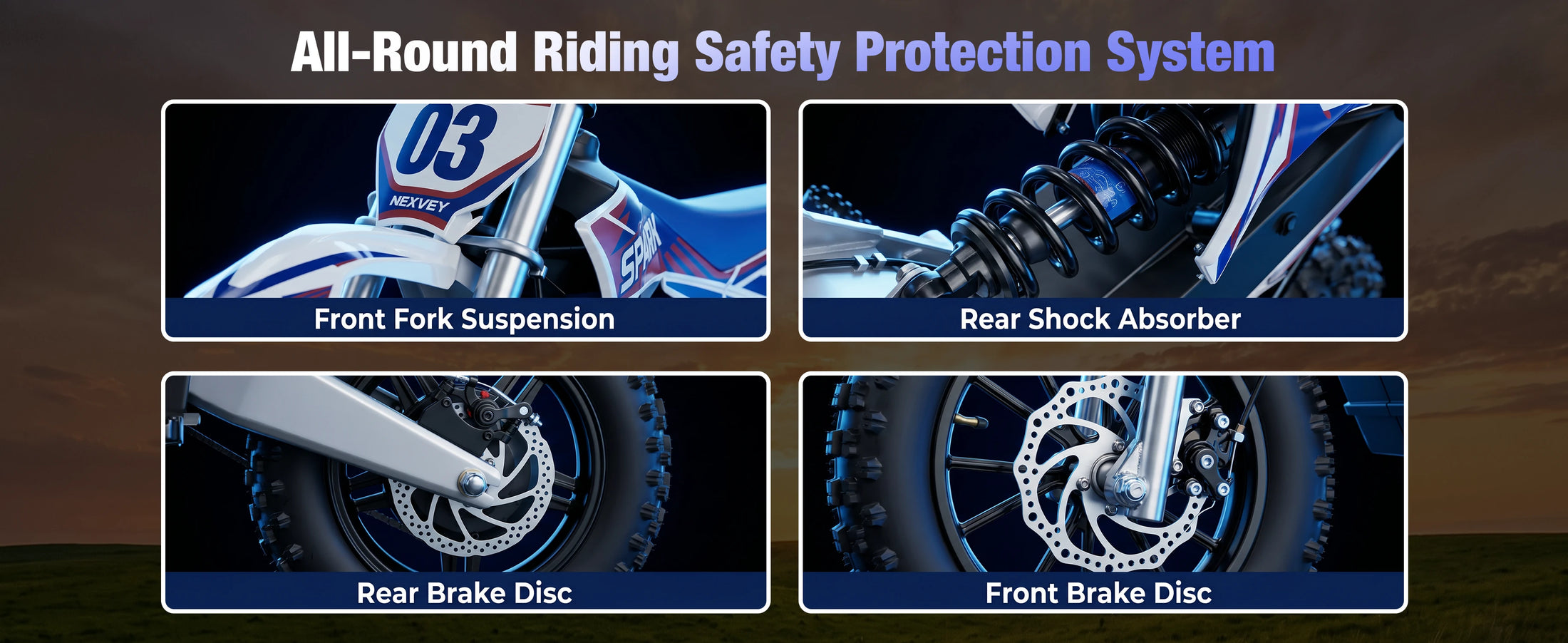 NEXVEY Spark 03 Lite suspension and disc brake safety protection