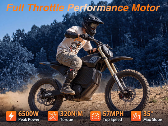 NEXVEY Storm 6500W off-road electric dirt bike in action