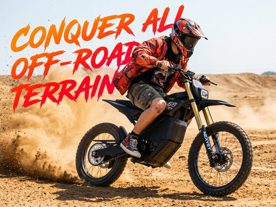 NEXVEY Storm electric dirt bike conquering off-road terrain