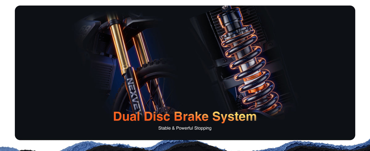 NEXVEY Storm dual disc brake system with high-friction brake pads